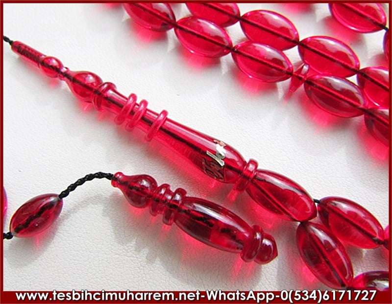 ATEŞ KEHRİBAR TESBİH 6,5*12 mm ALTIN VARAKLI İSMİNİZE ÖZEL