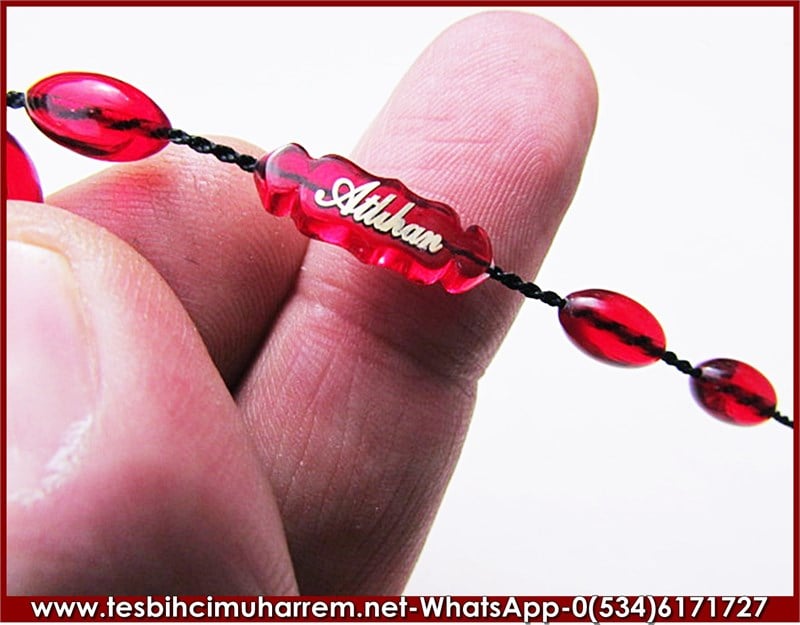 ATEŞ KEHRİBAR TESBİH 6,5*12 mm ALTIN VARAKLI İSMİNİZE ÖZEL