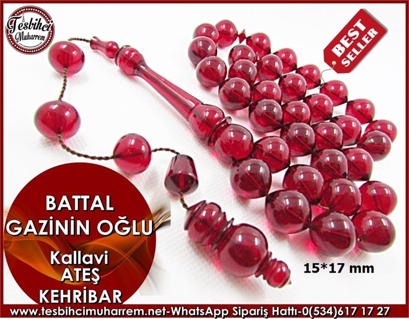 Ateş Kehribar Tesbih 15*17 mm Battal Gazinin Oğlu