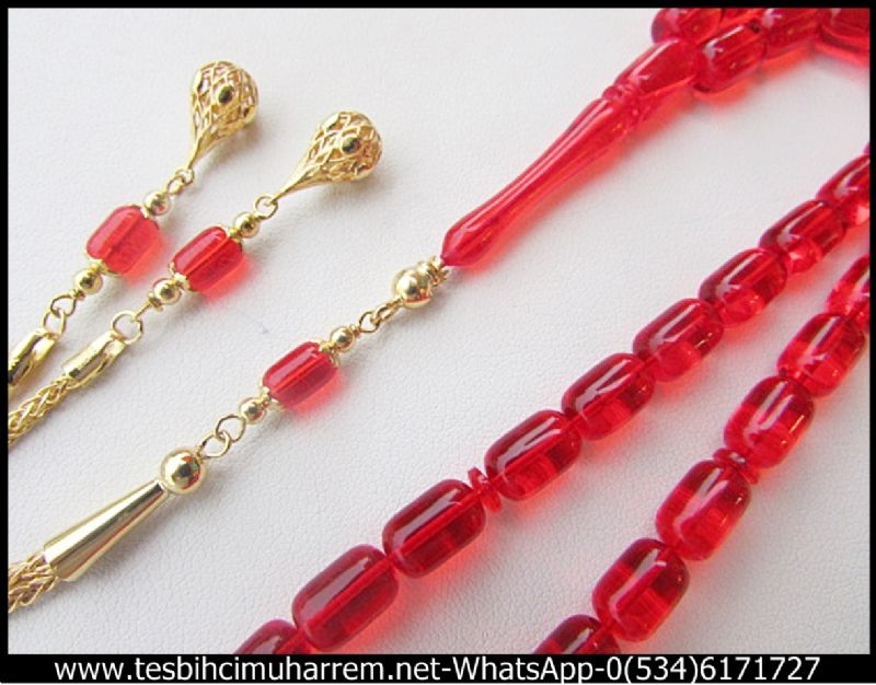 FLEXI GLASS TESBİH 6x9 mm NAR KIRMIZI  BEKA-YI RUH