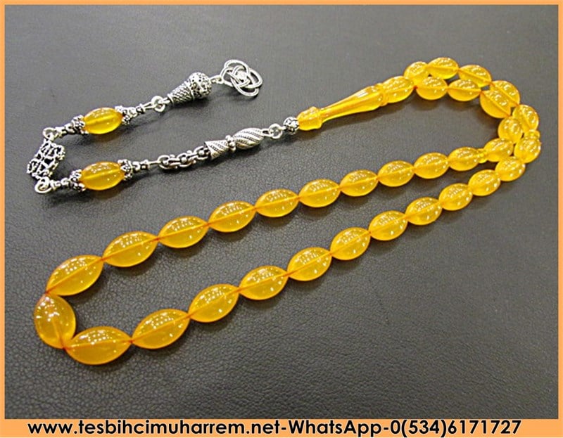 SIKMA KEHRİBAR TESBİH 6,5*11,5 mm YEMEN ZARI TONDA GÜZ GÜLLERİ