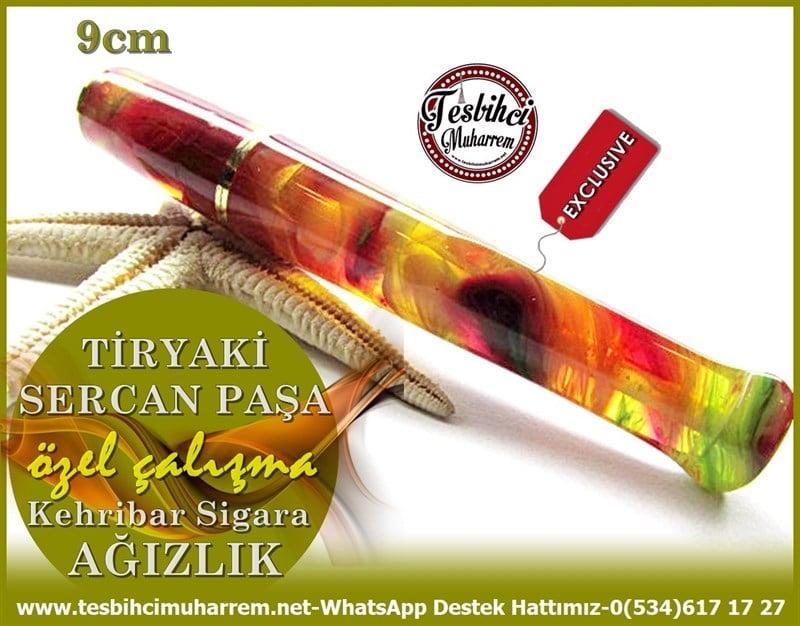El İşçiliği Multicolor Kehribar Sigara Ağızlığı Tiryaki Sercan Paşa