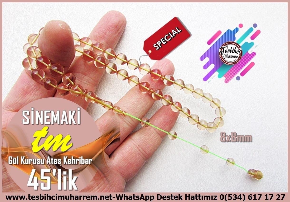 Gül Kurusu Ton TesbihlerTM14043Emre Ersöz Usta İmzalı 45’lik Ateş Kehribar Tespih | Saydam Gül Kurusu Şalgami Sinemaki Tesbih Koleksiyonluk Özel TasarımTespih 45'lik Ateş Kehribar I Saydam Gül Kurusu Şalgami Sinemaki Tesbih 