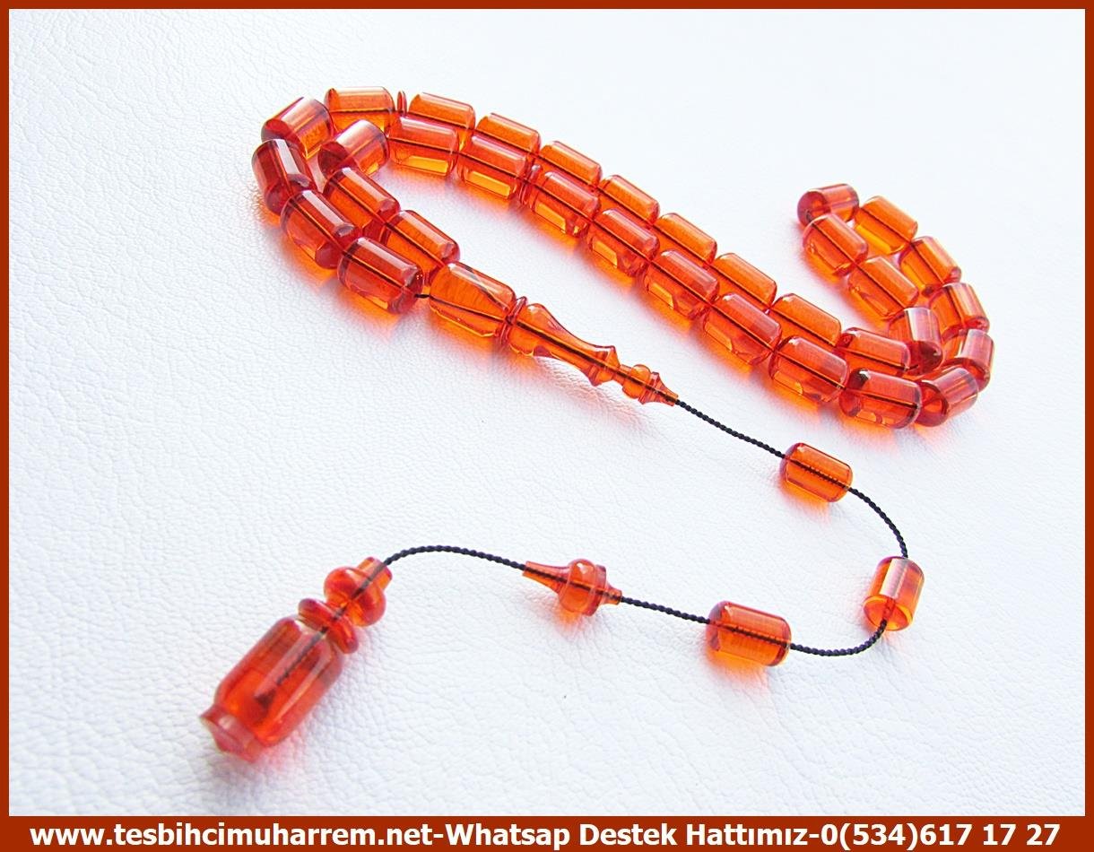 Osmanlı Antika Vişne Ton TesbihlerTM13593Enes Kapusuzoğlu Usta Tornası Tespih | Osmanlı Ateş Kehribar, Kapsül Kesim, Profesyonel Çalışma, 