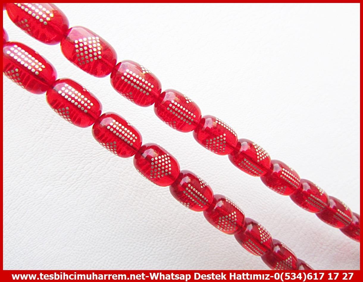 Ateş Kırmızı Ton TesbihlerTM13571Erzurumlu Sırrı Usta Tornası Tespih | Ateş Kehribar, Gümüş Çakım, Gümüş Püskül, Kırmızı, 