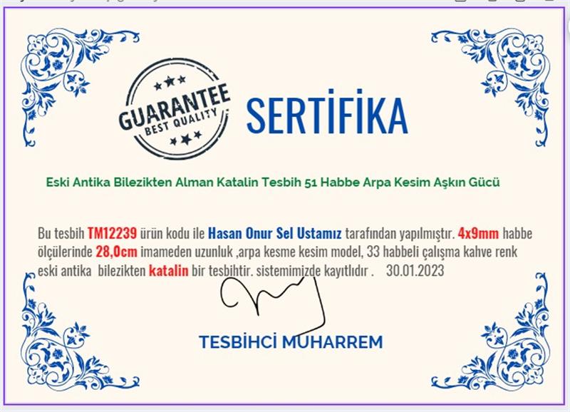 Katalin Ve Bağa TesbihlerTM12239Eski Antika Bilezikten Alman Katalin Tesbih 51 Habbe Arpa Kesim Aşkın Gücü Eski Antika Bilezikten Alman Katalin Tesbih 51 Habbe Arpa Kesim Aşkın Gücü 