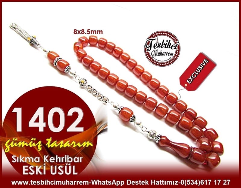 Eski Usül Bileklik Model Kahve Ton Sıkma Kehribar Tesbih 1402