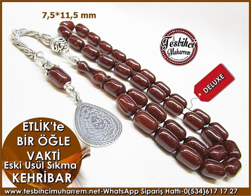 Eski Usül Sıkma Kehribar Tesbih 7,5*11,5 mm Etlik'te Bir Öğle Vakti