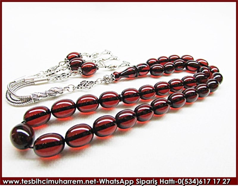 Eski Usül Sıkma Kehribar Tesbih 9*11,5 mm Son Kuşlar