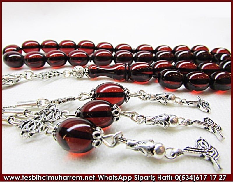 Eski Usül Sıkma Kehribar Tesbih 9*11,5 mm Son Kuşlar