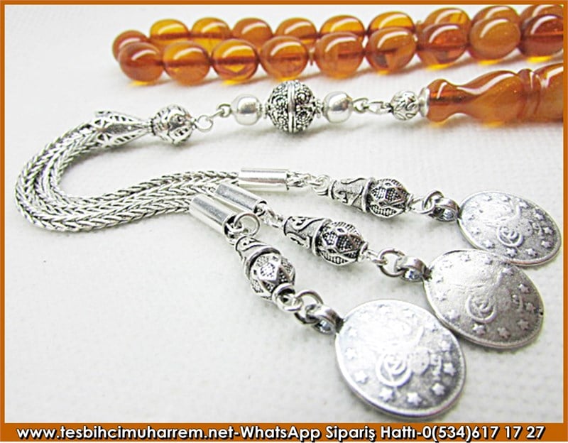 Eski Usül Sıkma Kehribar Tesbih 9*11,5 mm Asil Yalnızlık 