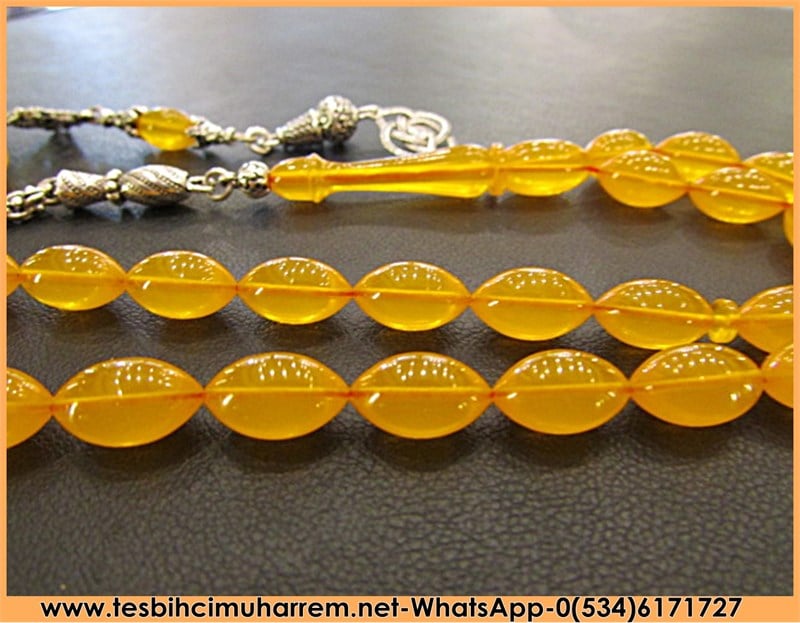 SIKMA KEHRİBAR TESBİH 6,5*11,5 mm YEMEN ZARI TONDA GÜZ GÜLLERİ