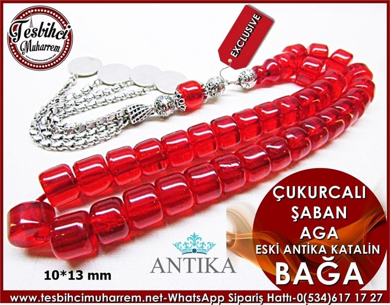 Antika Katalin Bağa Tesbih 10*13 mm Çukurcalı Şaban Aga