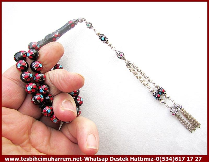 Abanoz Ağacı TesbihlerTM12298Full Gümüş Çalışma Mercan Firuze Gümüş Sentezi Küre Abanoz Tesbih Full Gümüş Çalışma Mercan Firuze Gümüş Sentezi Küre Abanoz Tesbih Berfin