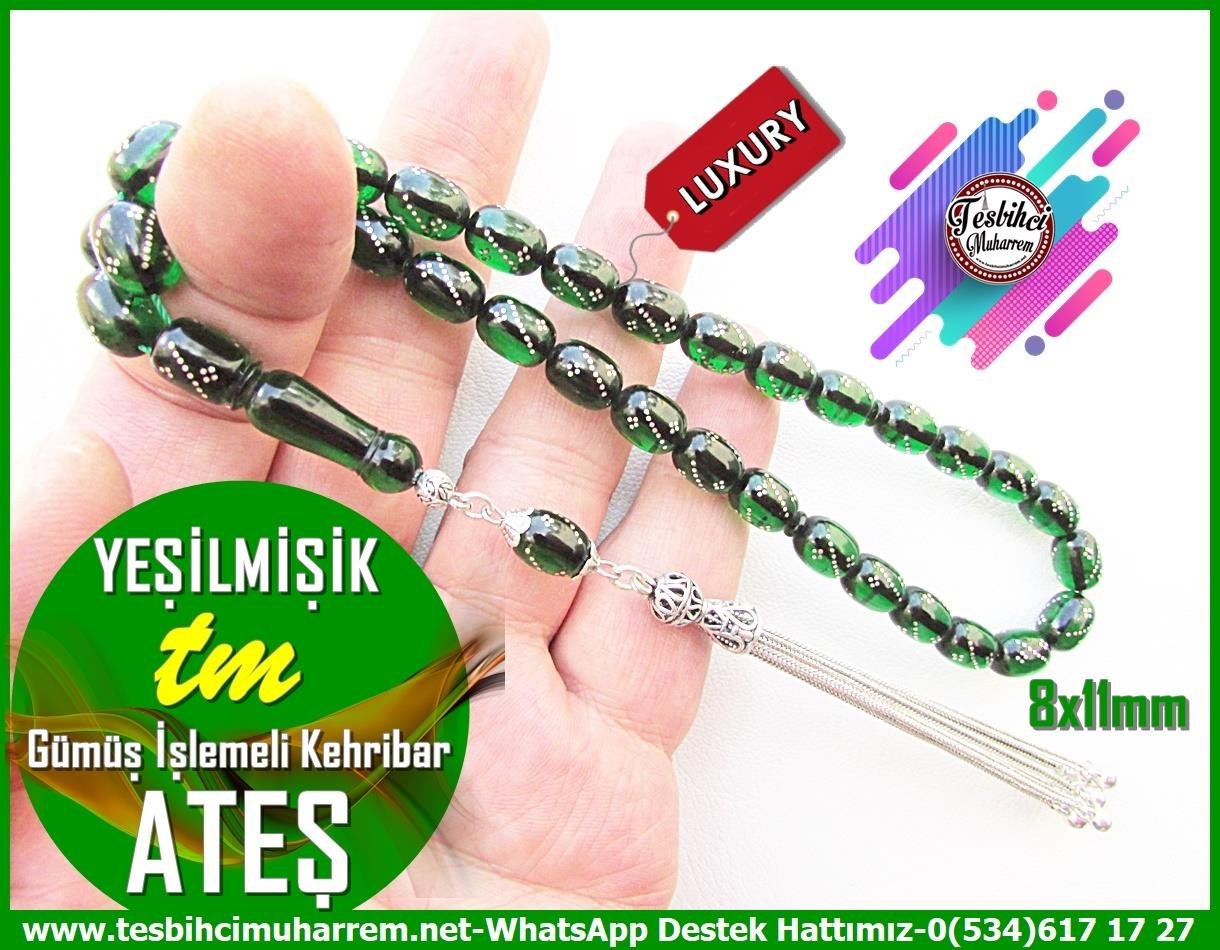 Yeşil Ton TesbihlerTM13757Gümüş Püskül Kesme Gümüş Çakım Aqua Blue Ateş Kehribar Tesbih SevdalukTespih Ateş Kehribar l Kapsül Kesim Gümüş Kakma Gümüş Püskül Yeşilmişik Tesbih
