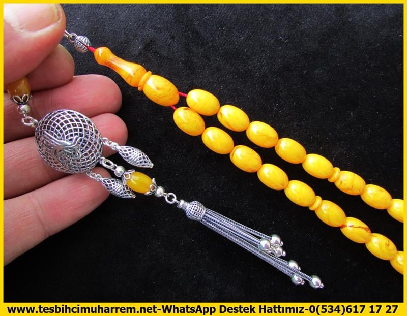 Kayısı Kehribar TesbihlerTM12382Gümüş Püskül Tasarım Sarı Damarlı Sıkma Kehribar Tesbih Fatih Han Gümüş Püskül Tasarım Sarı Damarlı Sıkma Kehribar Tesbih Fatih Han 