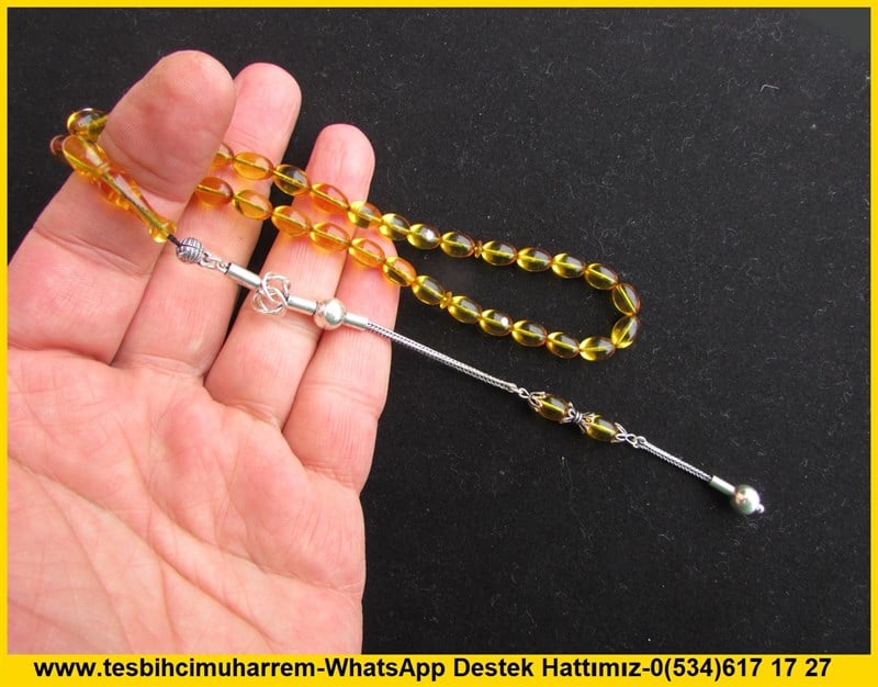 Zar Kehribar TesbihTM10955Gümüş Tasarım Açık Sarı Beyzi Zar Kehribar Tesbih İntizarGümüş Tasarım Açık Sarı Beyzi Zar Kehribar Tesbih İntizar