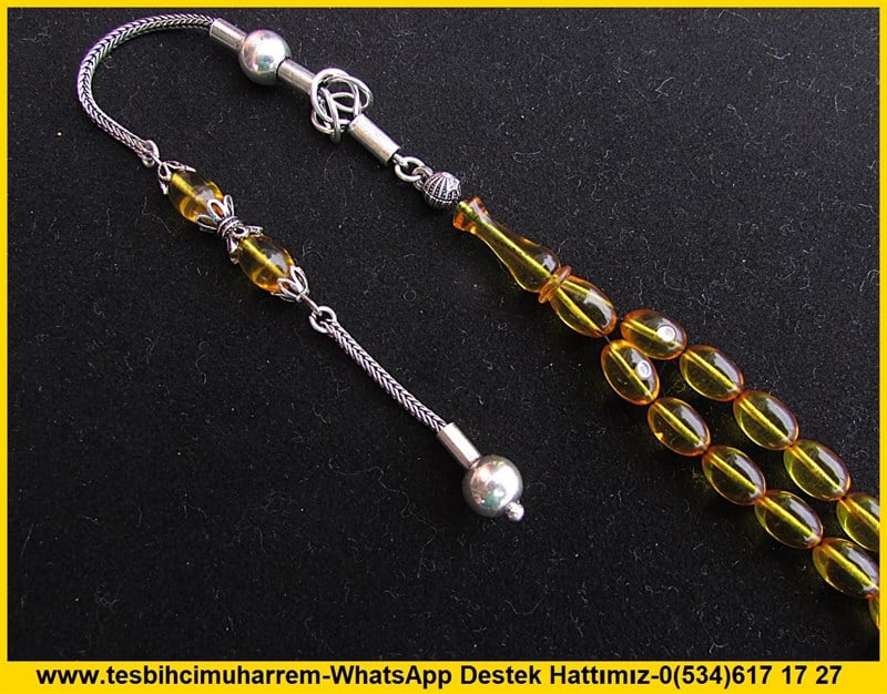Zar Kehribar TesbihTM10955Gümüş Tasarım Açık Sarı Beyzi Zar Kehribar Tesbih İntizarGümüş Tasarım Açık Sarı Beyzi Zar Kehribar Tesbih İntizar