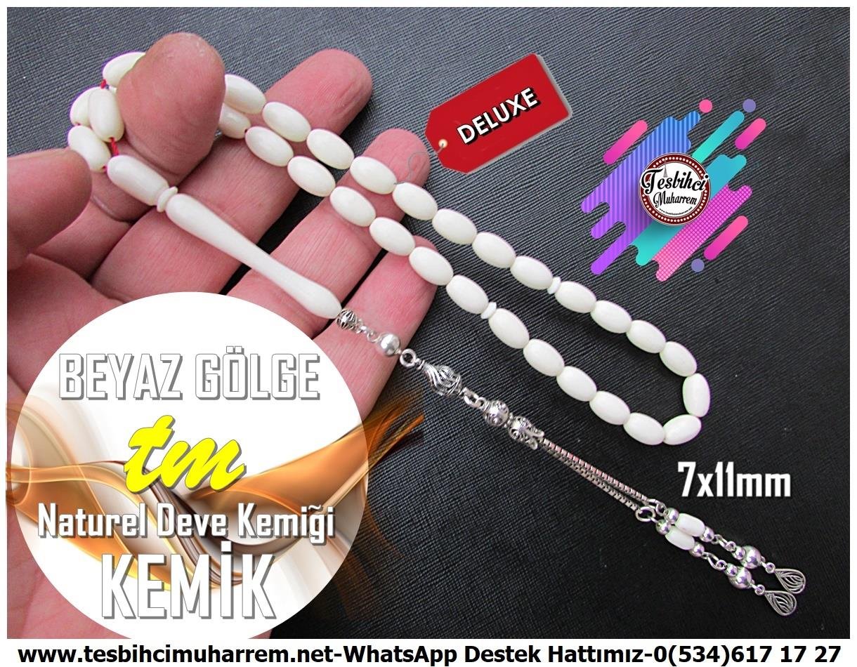 Deve Kemiği TesbihTM13185Gümüş Tasarım Doğal Deve Kemiği Tesbih SevdalukTespih Deve Kemiği I Badem Kesim Gümüş Tasarım Beyaz Gölge Tesbih 