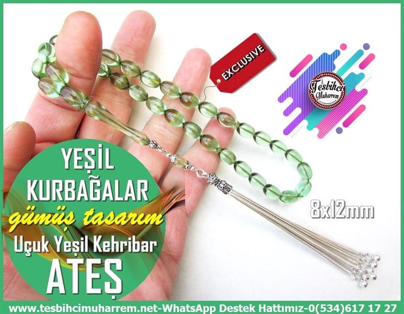 Yeşil Ton TesbihlerTM12136Gümüş Tasarım Uçuk Yeşil Ateş Kehribar Tesbih Yeşil Kurbağalar Gümüş Tasarım Uçuk Yeşil Ateş Kehribar Tesbih Yeşil Kurbağalar 