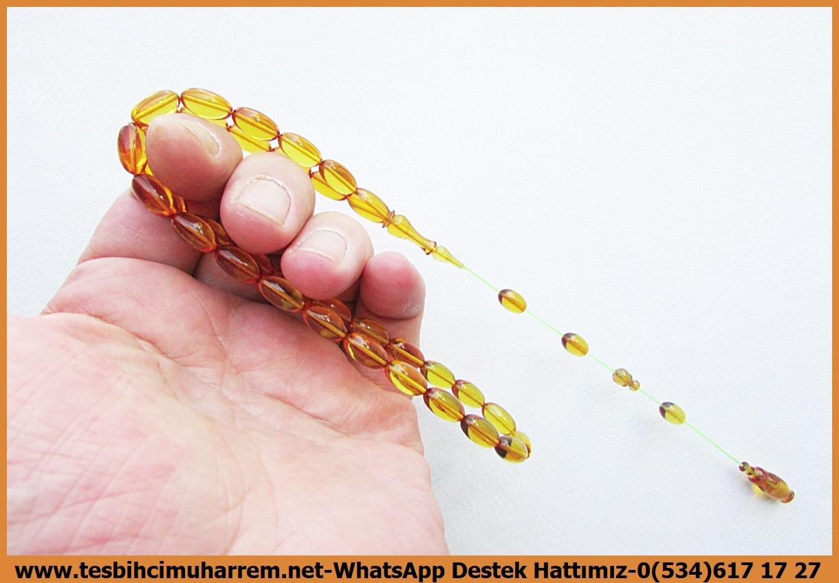 Sarı Ton TesbihlerTM14019İbrahim Yardımcı Usta İşçilikli Ateş Kehribar Tesbih – Saydam Sarı, Badem Kesim, “Hüzzam” İşçilikli Özel Tasarım Tespih Tespih Ateş Kehribar I Saydam Sarı Badem Kesim Hüzzam Tesbih