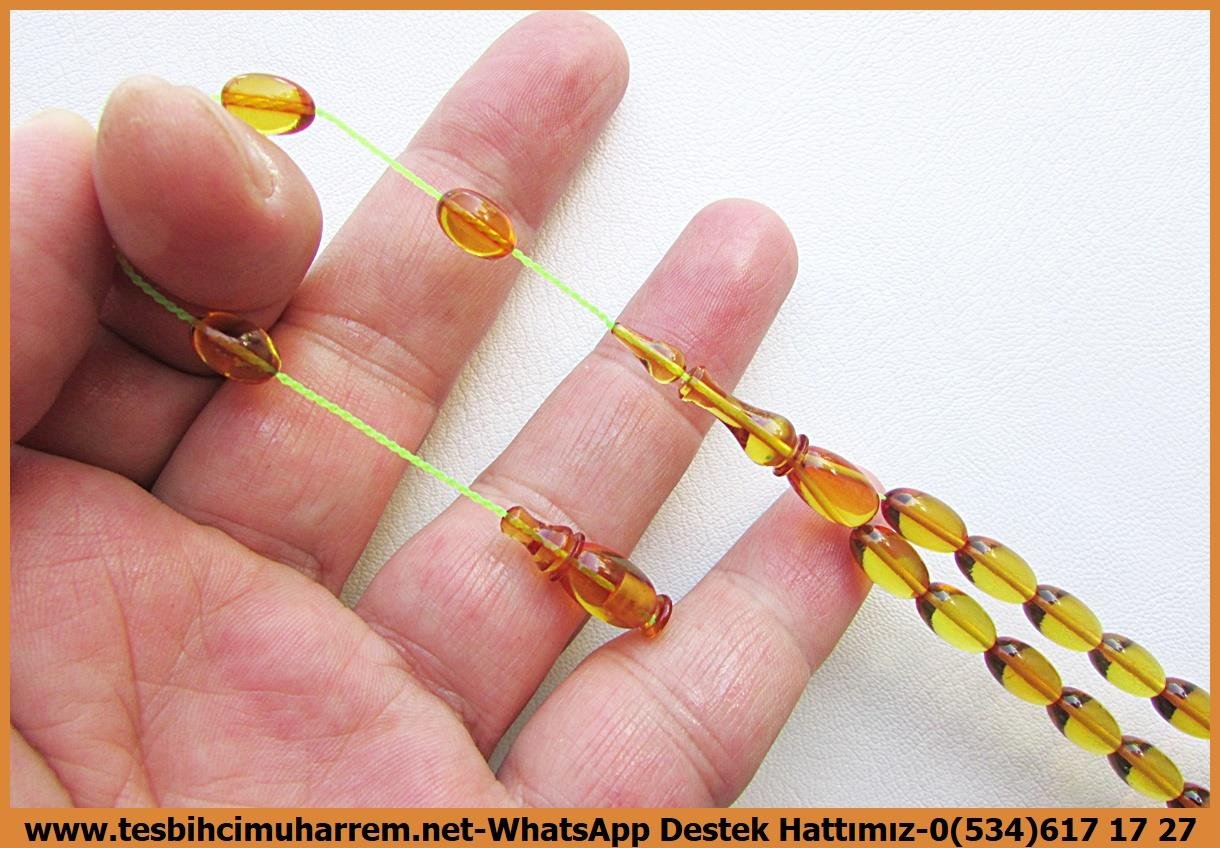 Sarı Ton TesbihlerTM14019İbrahim Yardımcı Usta İşçilikli Ateş Kehribar Tesbih – Saydam Sarı, Badem Kesim, “Hüzzam” İşçilikli Özel Tasarım Tespih Tespih Ateş Kehribar I Saydam Sarı Badem Kesim Hüzzam Tesbih
