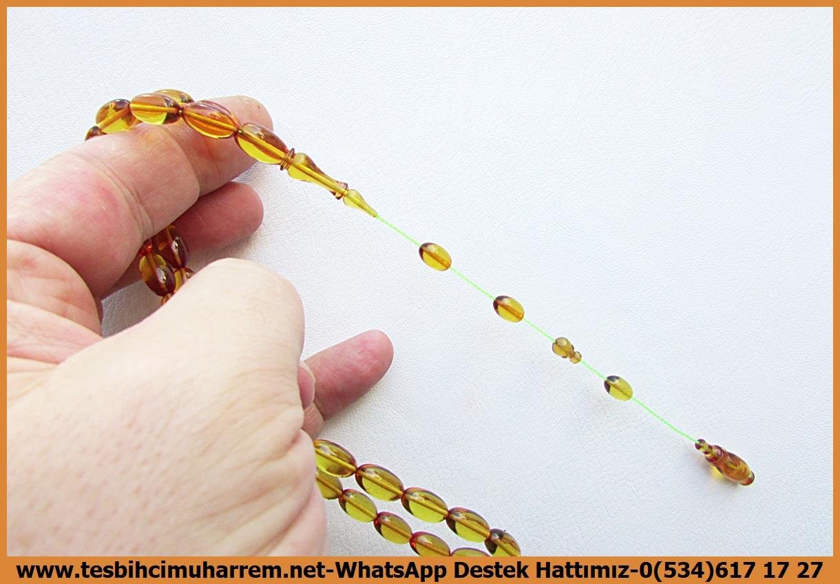 Sarı Ton TesbihlerTM14019İbrahim Yardımcı Usta İşçilikli Ateş Kehribar Tesbih – Saydam Sarı, Badem Kesim, “Hüzzam” İşçilikli Özel Tasarım Tespih Tespih Ateş Kehribar I Saydam Sarı Badem Kesim Hüzzam Tesbih
