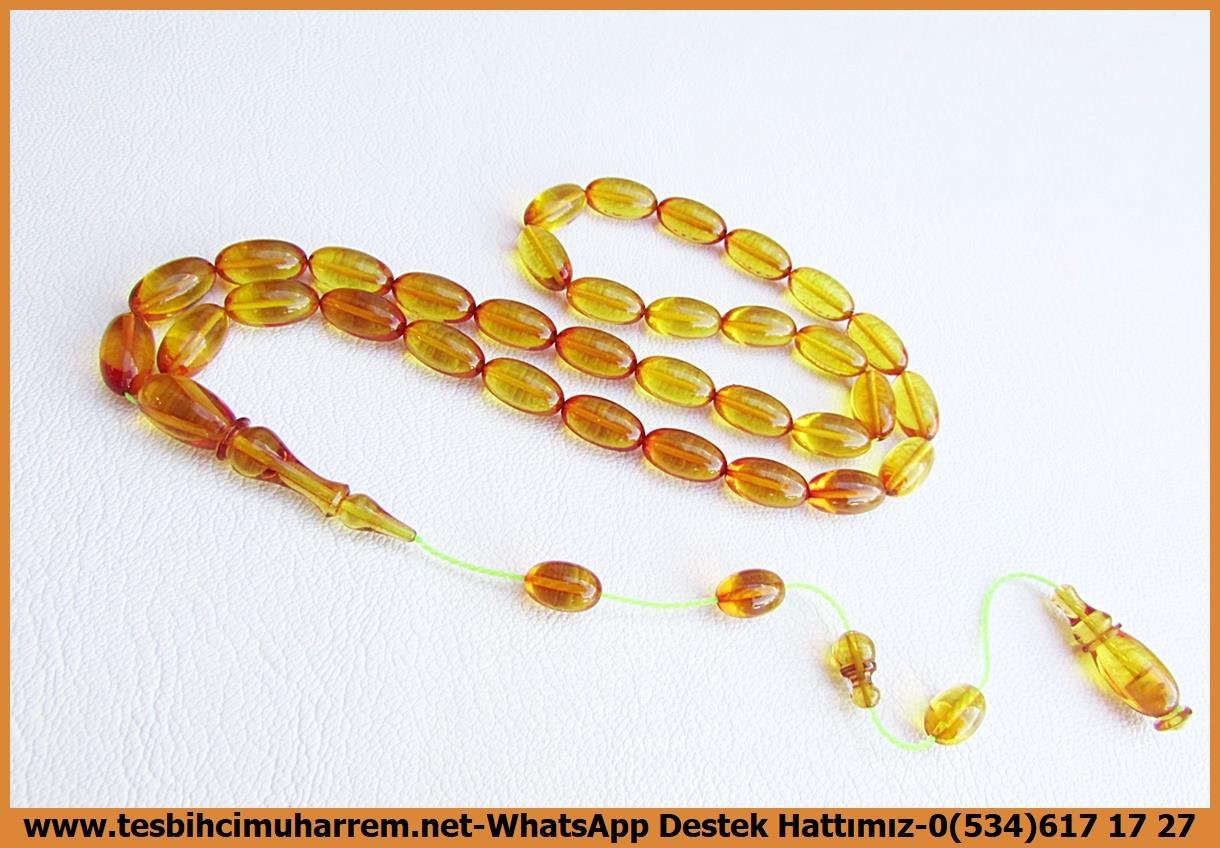Sarı Ton TesbihlerTM14019İbrahim Yardımcı Usta İşçilikli Ateş Kehribar Tesbih – Saydam Sarı, Badem Kesim, “Hüzzam” İşçilikli Özel Tasarım Tespih Tespih Ateş Kehribar I Saydam Sarı Badem Kesim Hüzzam Tesbih