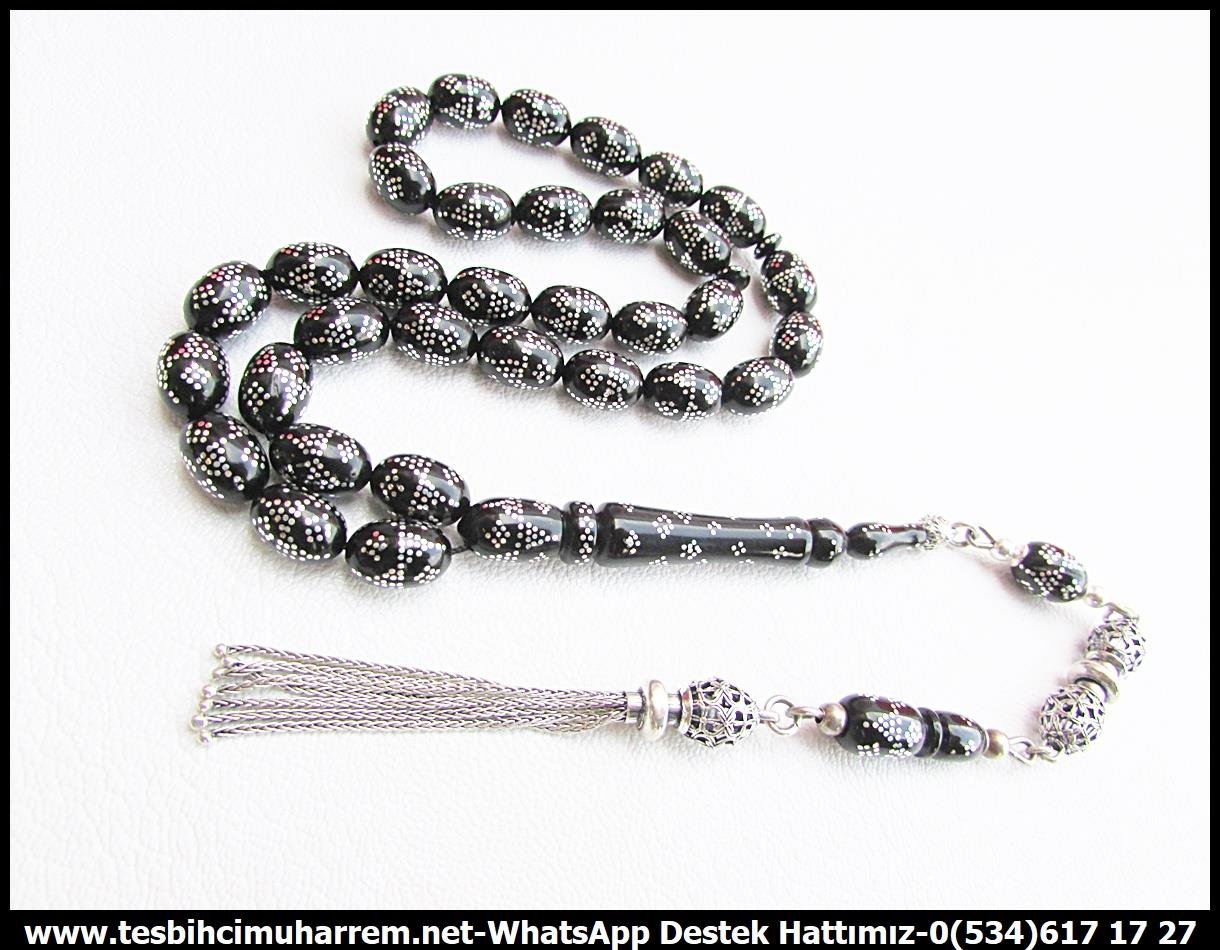 Abanoz Ağacı TesbihlerTM13612İsmail Cansever Usta Tornası Tespih | Abanoz Ağacı, Black Wood, Beyzi Kesim, Gümüş Çakım,Gümüş Püskül 