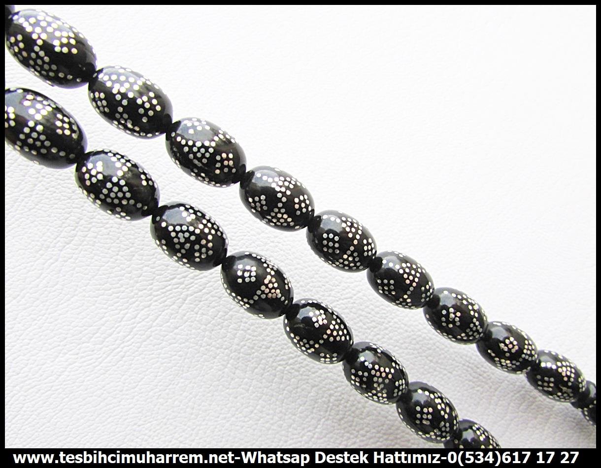 Abanoz Ağacı TesbihlerTM13169İsmail Cansever Usta Tornası Tespih | Abanoz Ağacı, Black Wood, Beyzi Kesim, Gümüş Çakım, 