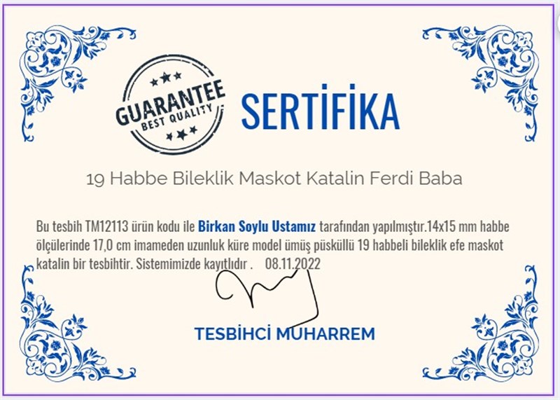 Maskot,Bileklik,Can-ı Gönül TesbihlerTM12113Katalin Maskot Bileklik Efe Tesbih Osmanlı Form Ferdi Baba Katalin Maskot Bileklik Efe Tesbih Osmanlı Form Ferdi Baba 