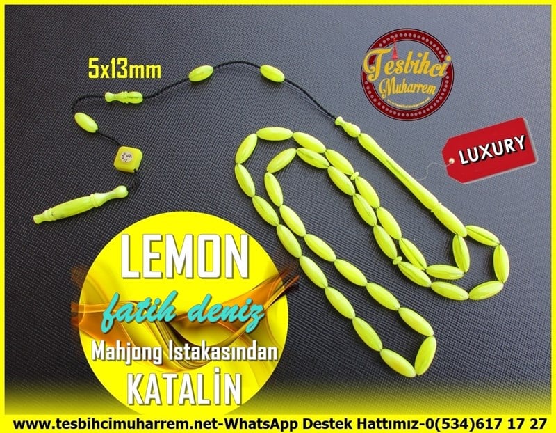 Tesbihci Muharrem Kolleksiyonluk TesbihlerTM11204Katalin Tesbih Eski Mahjong Istakasından Uzun Arpa Limoni Lemon  Katalin Tesbih Eski Mahjong Istakasından Uzun Arpa Limoni Lemon  