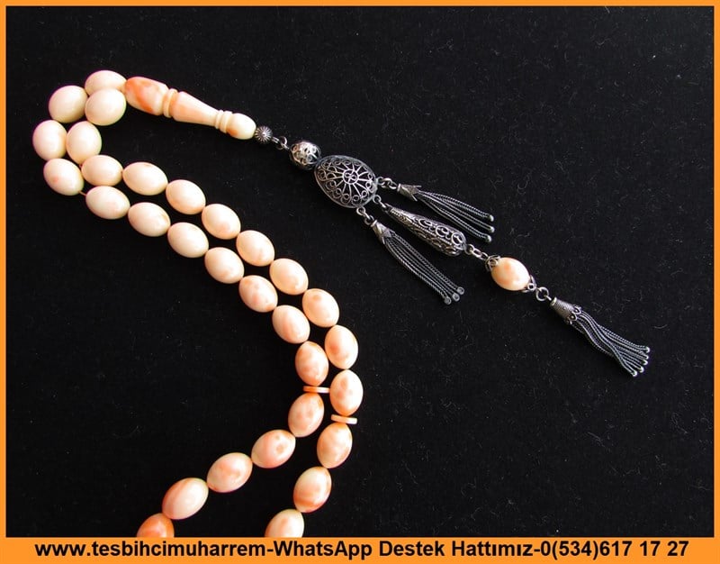 Bordo Kehribar TesbihlerTM11015Katalin Tesbih Pudra Ton Beyzi Gümüş Püsküllü Pastel Katalin Tesbih Pudra Ton Beyzi Gümüş Püsküllü Pastel 