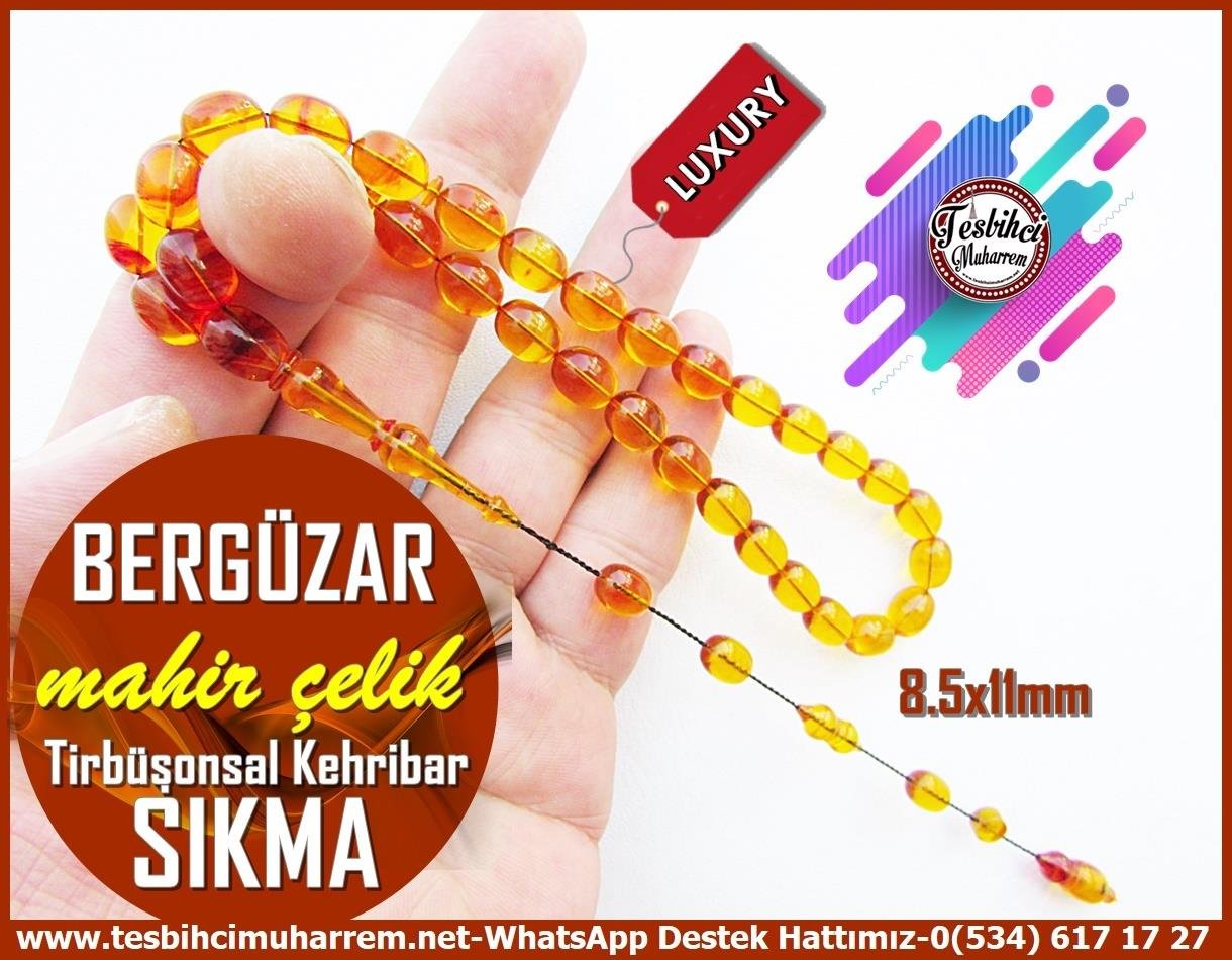 Hareli Kahve Kehribar TesbihlerTM13366/AMahir Çelik Usta El İşçiliği Lüks Sıkma Kehribar Tespih | Beyzi Kesim, Damarlı Tirbüşonsal 