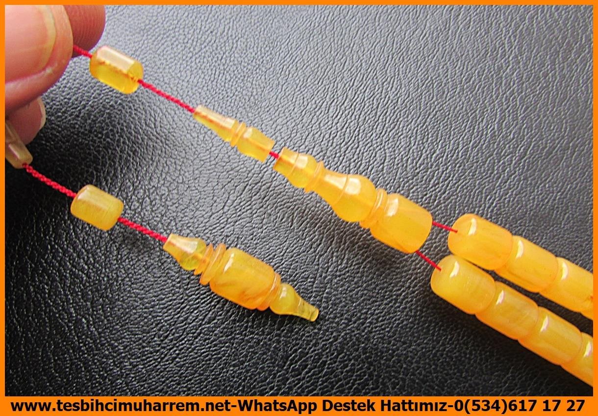 Sarı Ton TesbihlerTM14130Meçhul Usta Tespih Sıkma Kehribar I Fıçı Kesim Damarlı Hançer TesbihTespih Sıkma Kehribar I Fıçı Kesim Damarlı Hançer Tesbih 