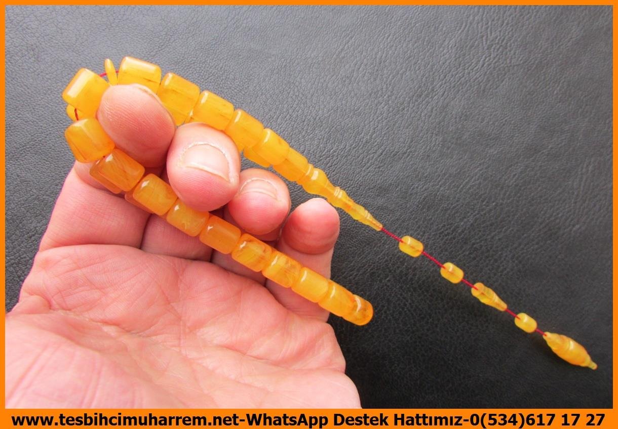 Sarı Ton TesbihlerTM14130Meçhul Usta Tespih Sıkma Kehribar I Fıçı Kesim Damarlı Hançer TesbihTespih Sıkma Kehribar I Fıçı Kesim Damarlı Hançer Tesbih 