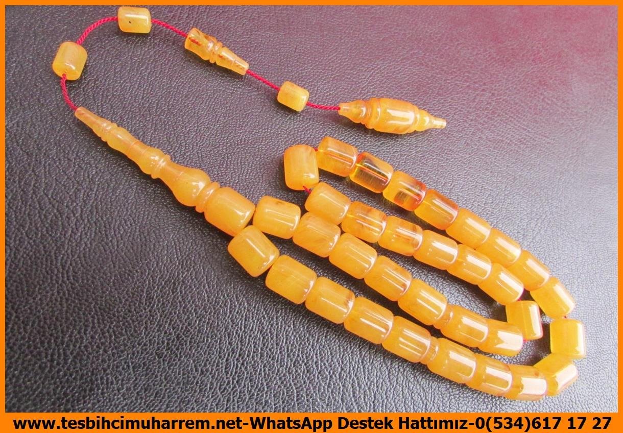 Sarı Ton TesbihlerTM14130Meçhul Usta Tespih Sıkma Kehribar I Fıçı Kesim Damarlı Hançer TesbihTespih Sıkma Kehribar I Fıçı Kesim Damarlı Hançer Tesbih 