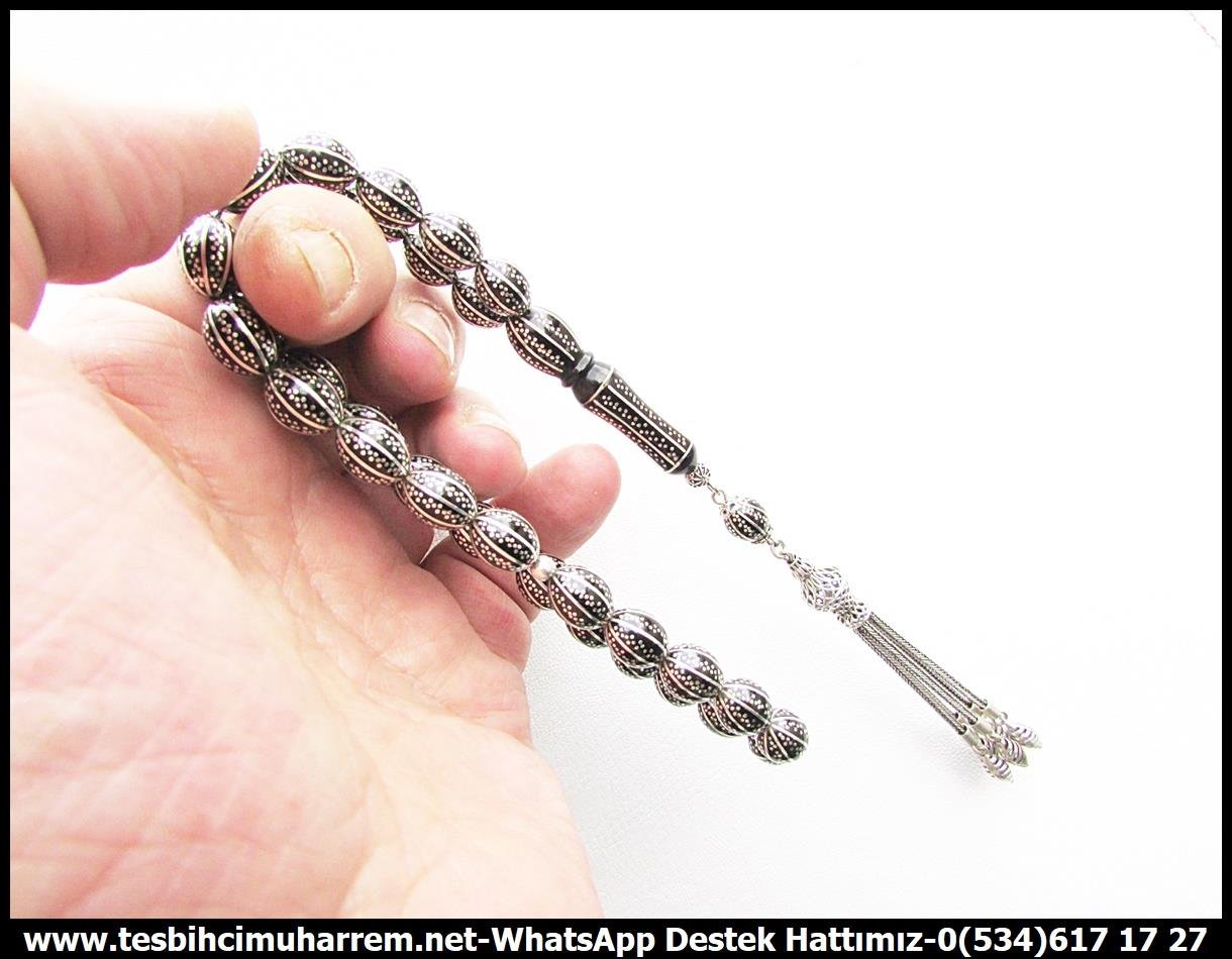 Oltu Taşı TesbihlerTM13668Muhammed Aydoğan Usta Tornası | Erzurum Oltu Taşı Tespih, Beyzi Kesim, Gümüş Çakım, Karyağdı Model, 