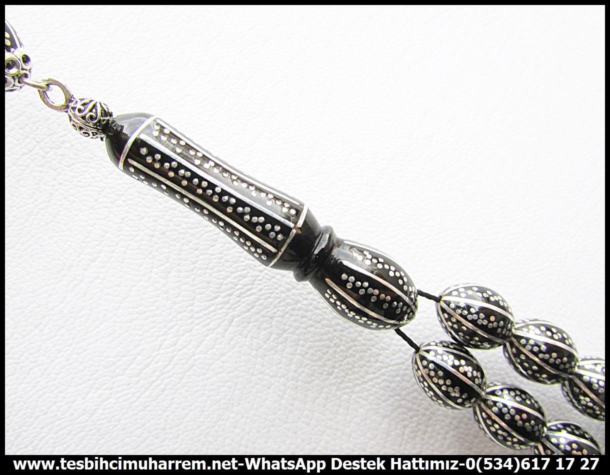 Oltu Taşı TesbihlerTM13668Muhammed Aydoğan Usta Tornası | Erzurum Oltu Taşı Tespih, Beyzi Kesim, Gümüş Çakım, Karyağdı Model, 