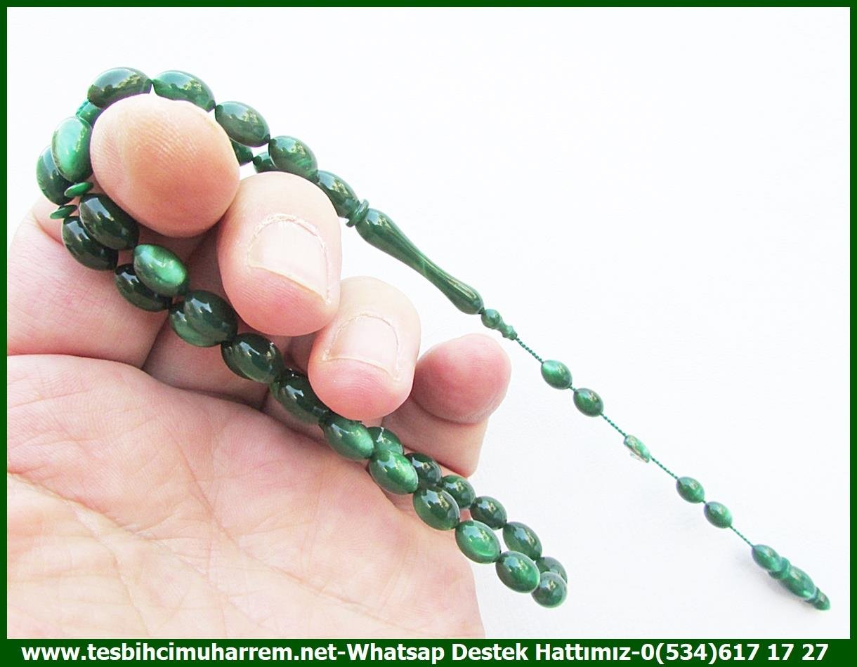Katalin Ve Bağa TesbihlerTM13445Muharrem Erbay Usta El İşçiliği Tespih | Çimen Yeşili Katalin, Lüks Malzeme, Beyzi Kesim, Sedefli Yanar Dönerli 