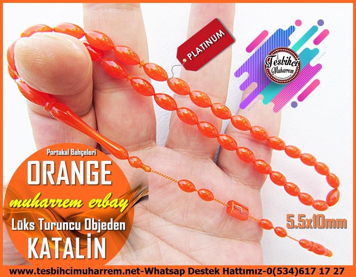 Katalin Ve Bağa TesbihlerTM13447Muharrem Erbay Usta El İşçiliği Tespih | Turuncu Katalin, Lüks Malzeme, Beyzi Kesim 