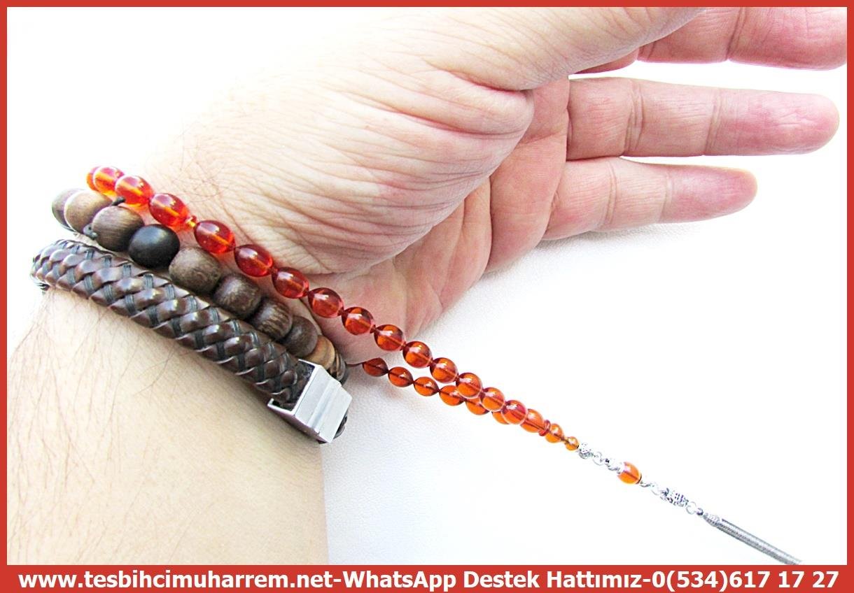 Maskot, Bileklik ve Bürokrat TespihlerTM14003Muharrem Karaoğlu Dizayn | Ateş Kehribar Bürokrat Tespih, Bilek Boy, Çaysak Renk, 