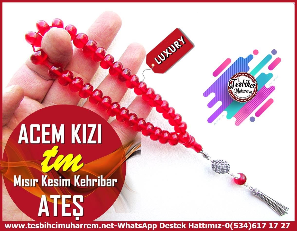 Maskot, Bileklik ve Bürokrat TespihlerTM13643Muharrem Karaoğlu Usta Dizayn | Ateş Kehribar Tespih, Mısır Kesim, Bilek Boy, Gümüş Püsküllü, 