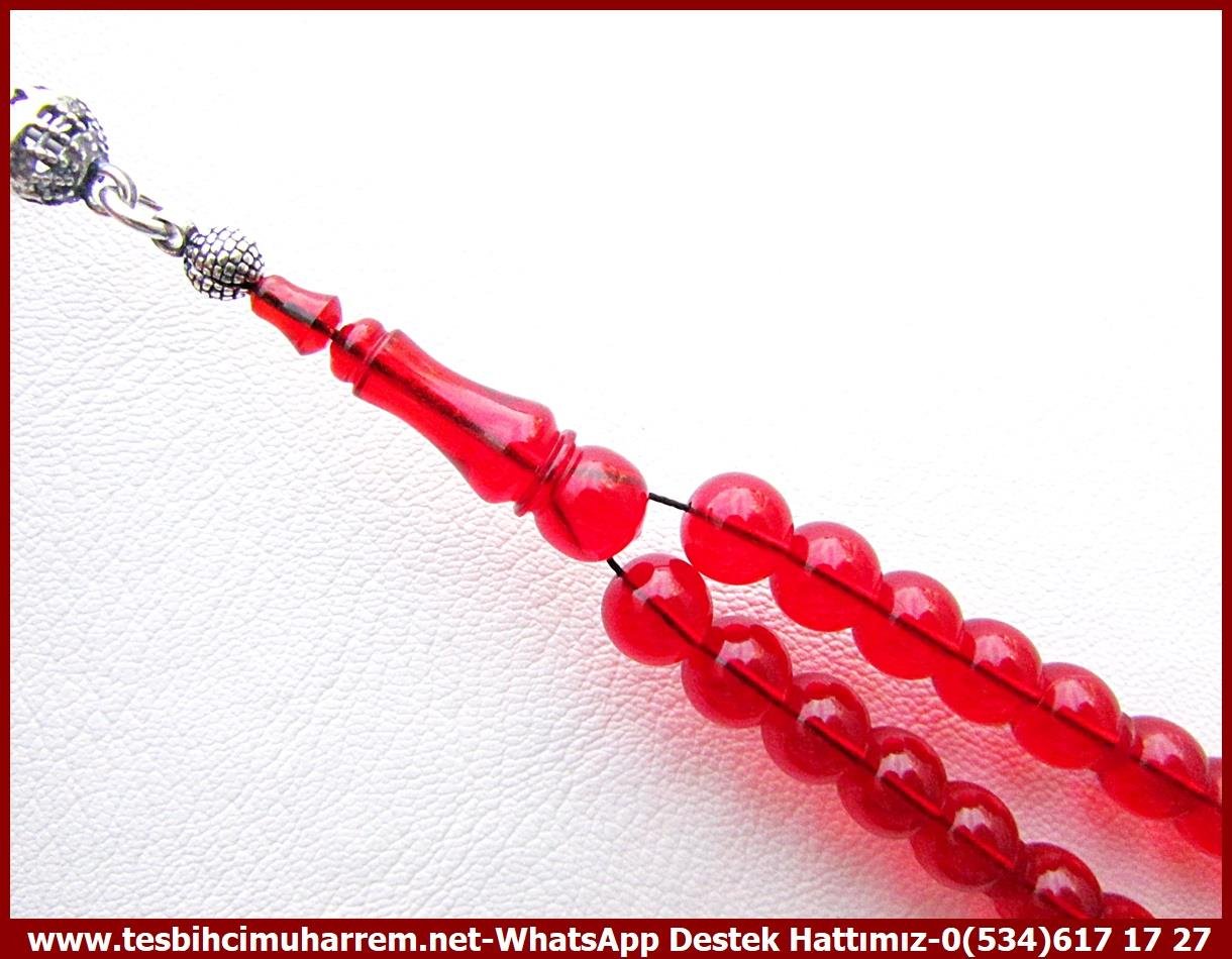 Ateş Kırmızı Ton TesbihlerTM13662Muharrem Karaoğlu Usta Dizayn | Ateş Kehribar Tespih, Küre Kesim, Gümüş Püsküllü,Bürokrat 