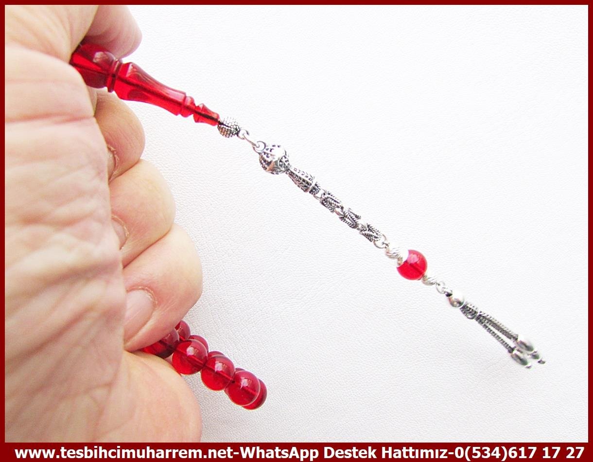 Ateş Kırmızı Ton TesbihlerTM13662Muharrem Karaoğlu Usta Dizayn | Ateş Kehribar Tespih, Küre Kesim, Gümüş Püsküllü,Bürokrat 