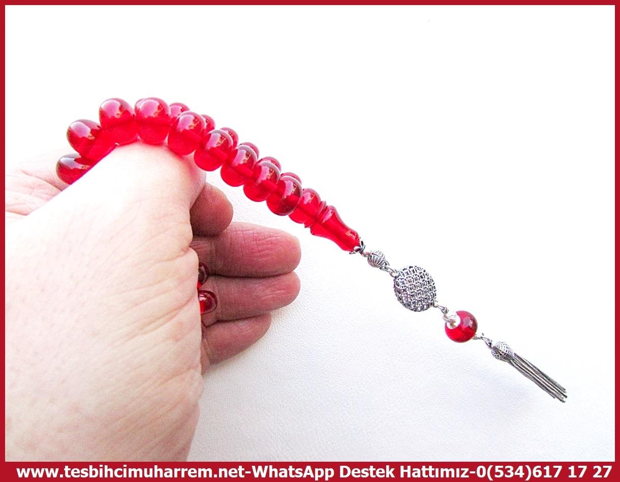 Maskot, Bileklik ve Bürokrat TespihlerTM13643Muharrem Karaoğlu Usta Dizayn | Ateş Kehribar Tespih, Mısır Kesim, Bilek Boy, Gümüş Püsküllü, 