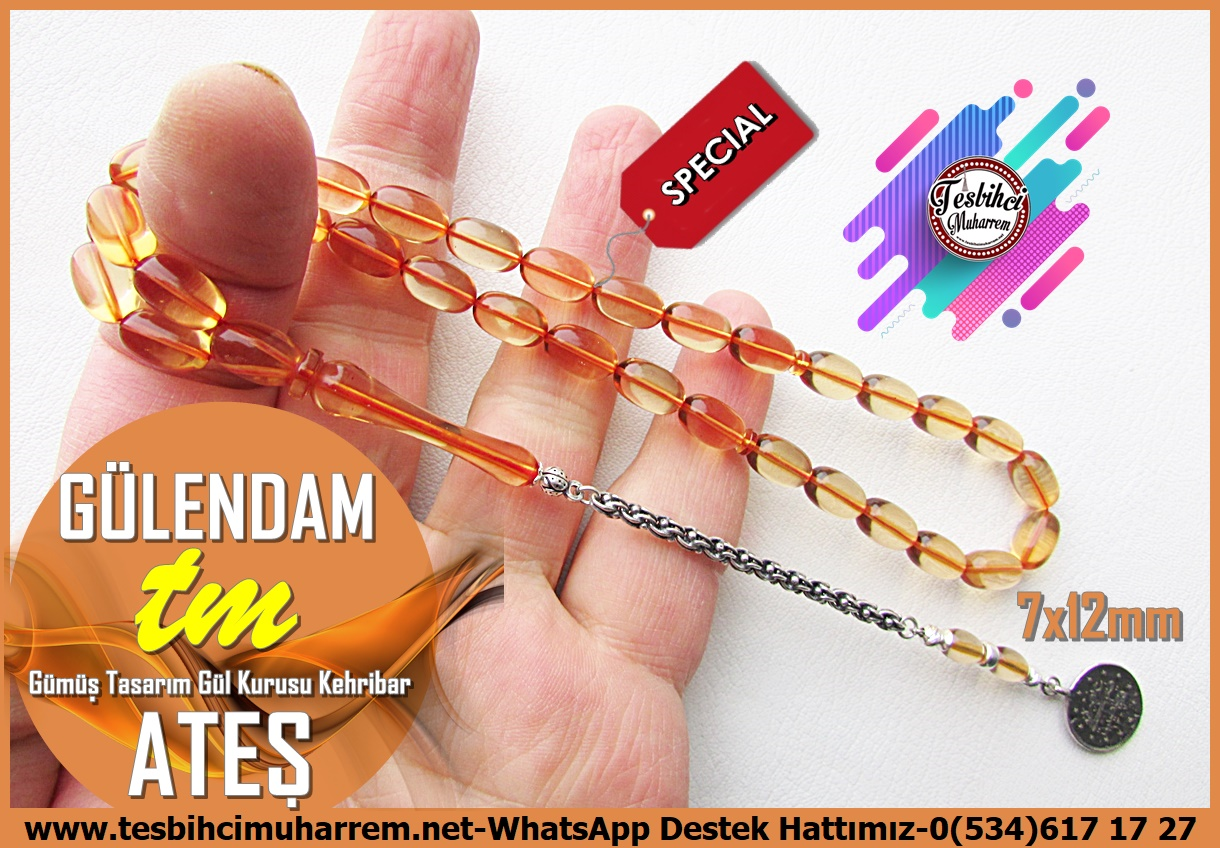 Gül Kurusu Ton TesbihlerTM14041Muharrem Karaoğlu Usta Dizayn Gülendam Kehribar Tespih – Uzun Gümüş Püsküllü, Gül Kurusu, Badem Kesim Günlük Çekim TesbihTespih Ateş Kehribar I Gül Kurusu Badem Kesim Gümüş Tasarım Gülendam Tesbih 