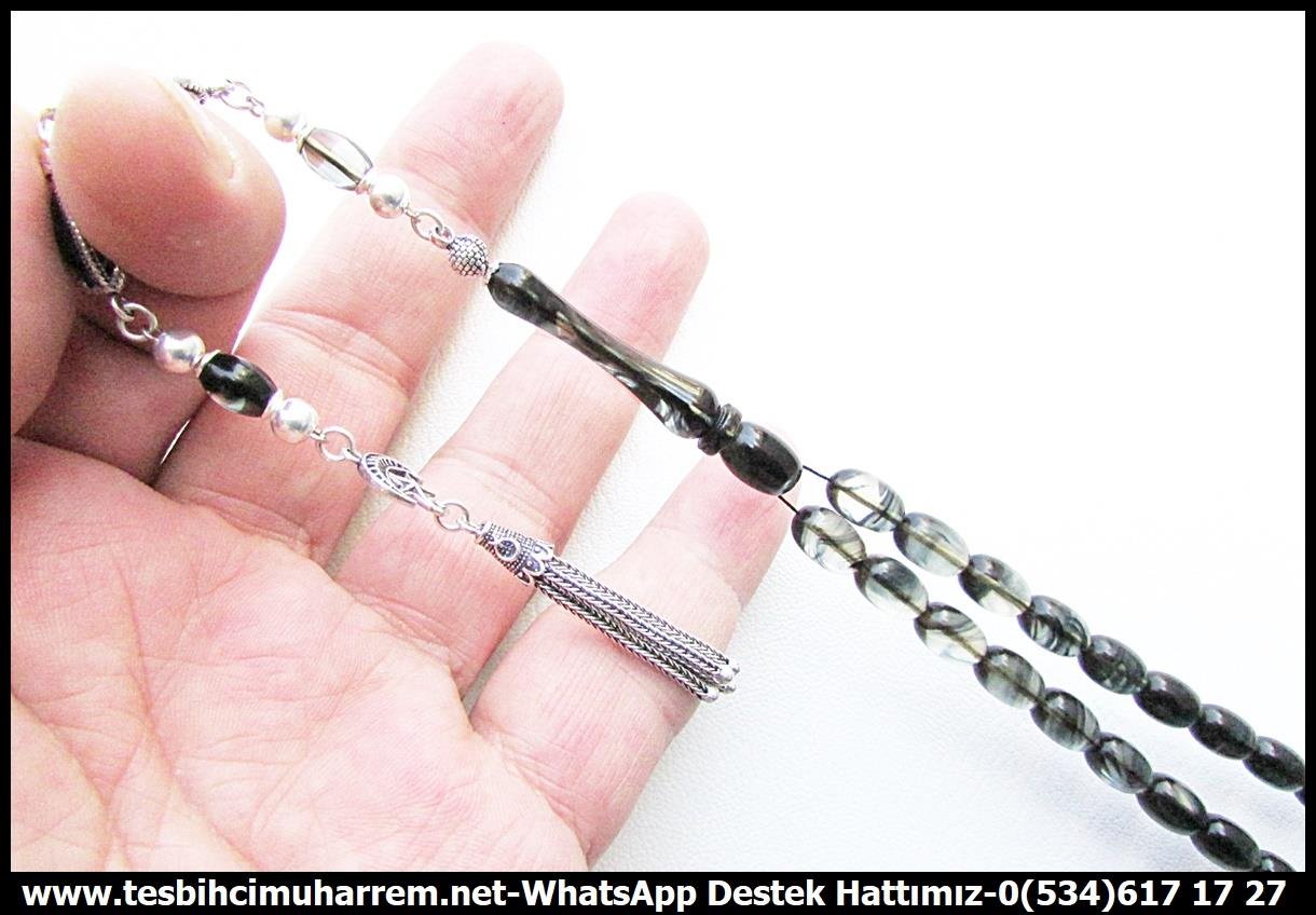 Siyah Kehribar TesbihlerTM14041Muharrem Karaoğlu Usta Dizayn İstanbul-Beşiktaş Sıkma Kehribar Tespih – Uzun Gümüş Püsküllü, Kırçıllı, Badem Kesim Günlük Çekim TesbihTespih Sıkma Kehribar I Badem Kesim Kırçıllı Gümüş Püskül Tasarım İstanbul Beşiktaş