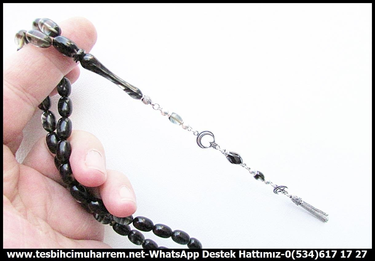 Siyah Kehribar TesbihlerTM14041Muharrem Karaoğlu Usta Dizayn İstanbul-Beşiktaş Sıkma Kehribar Tespih – Uzun Gümüş Püsküllü, Kırçıllı, Badem Kesim Günlük Çekim TesbihTespih Sıkma Kehribar I Badem Kesim Kırçıllı Gümüş Püskül Tasarım İstanbul Beşiktaş