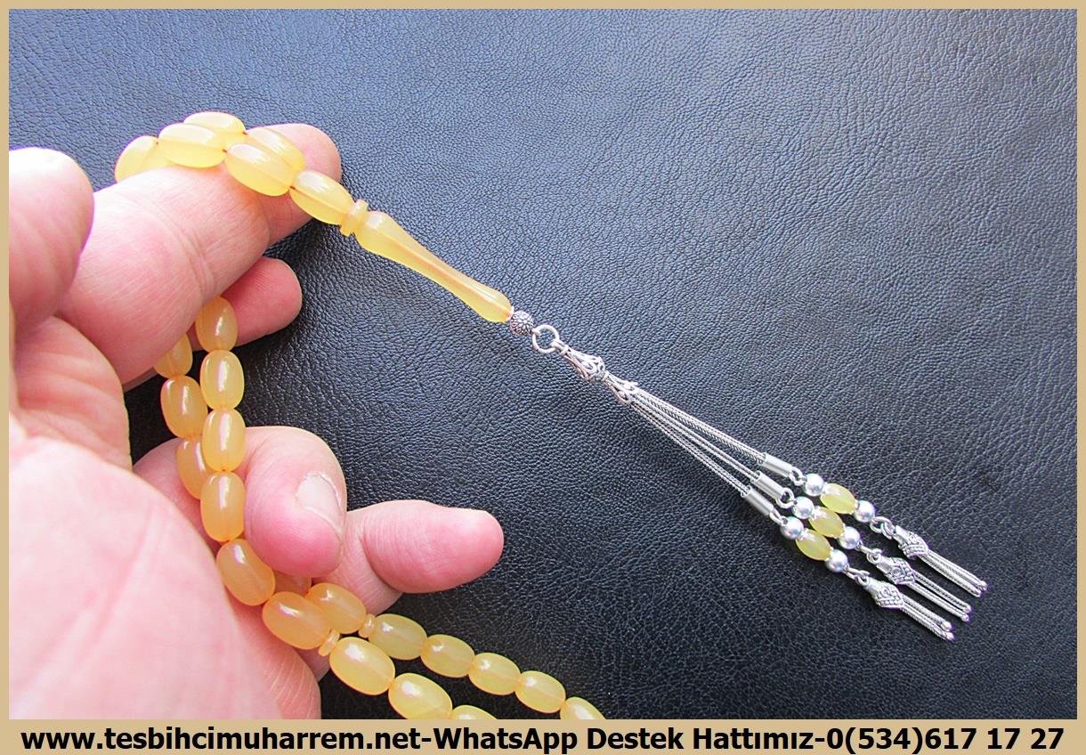 Kayısı Kehribar TesbihlerTM14039Muharrem Karaoğlu Usta Dizayn İzmir-Alsancak Sıkma Kehribar Tespih – Uzun Gümüş Püsküllü, Sarı-Limon, Badem Kesim Günlük Çekim TesbihTespih Sıkma Kehribar I Badem Kesim Sarı Gümüş Püskül Tasarım İzmir Alsancak Tesbih 